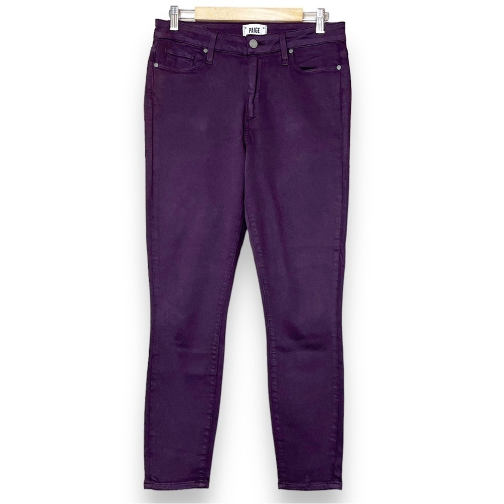PAIGE Hoxton High Rise Ankle Skinny Jeans 30 10 Vamp Red wine purple stretch